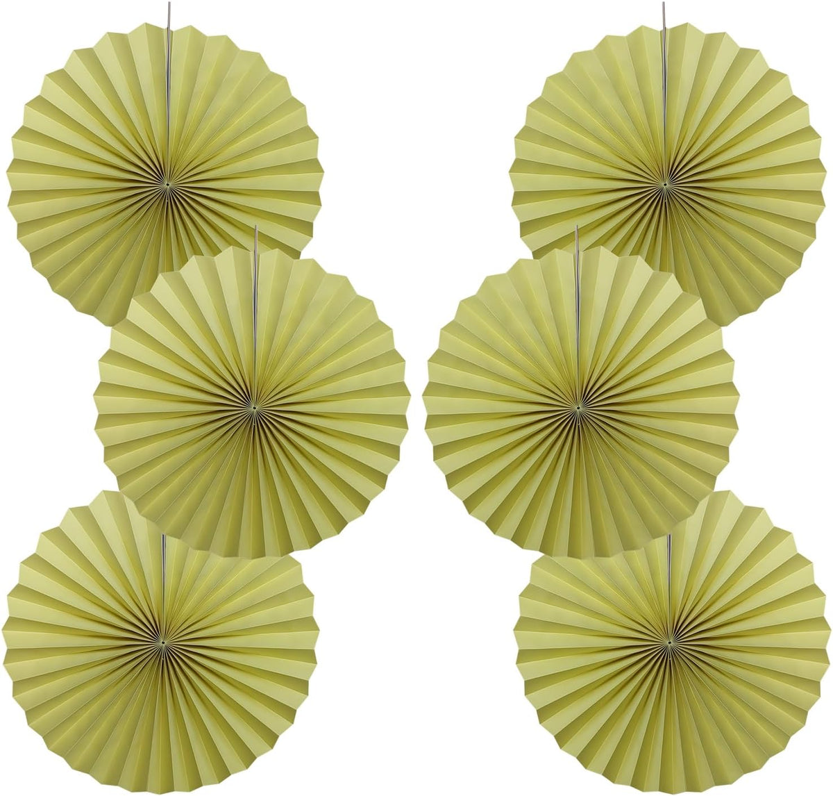 BARTHEW Yellow Hanging Paper Fans,Yellow Accessories Paper Decorations for Party,Color Party Decorations,Bee Themed Classroom Decor,16in Hanging Paper Fans 30 Color DIY Set （Light Yellow）