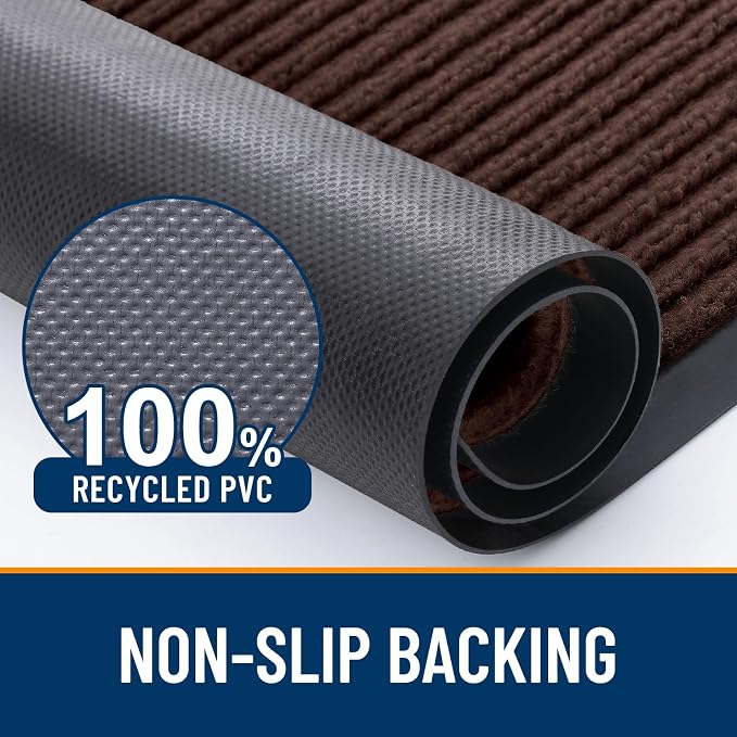 OLANLY 2-Pack Front Door Mats 71x23, Waterproof Heavy-Duty Doormats | Brown - Image 3