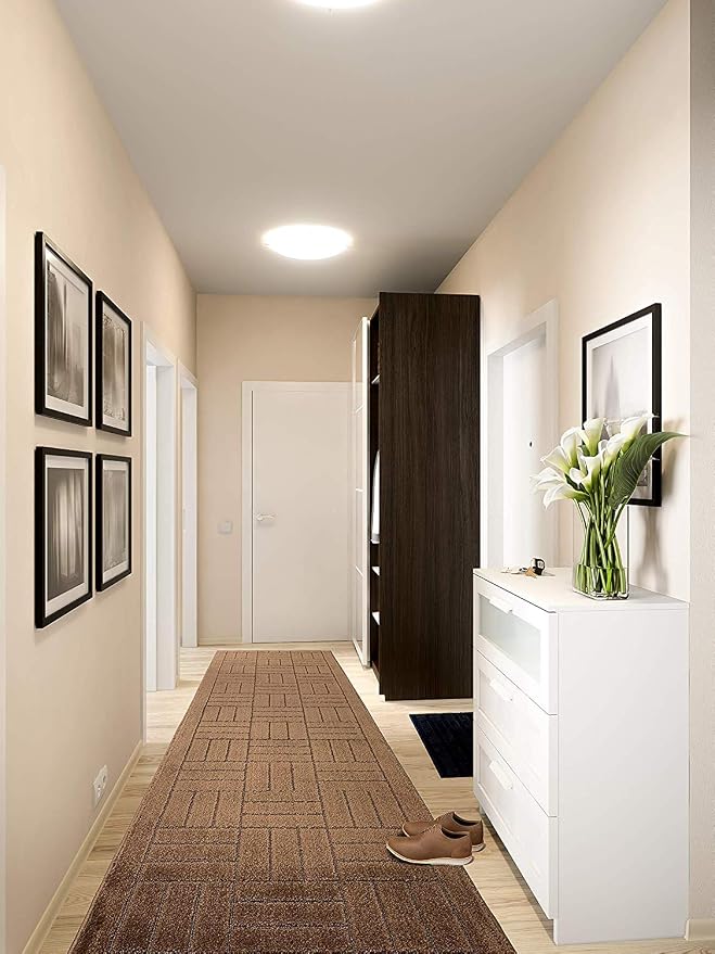 Custom Length Hallway Runner Rug, Slip Resistant, Bricks Brown, 26 Inch X 24 - Image 2