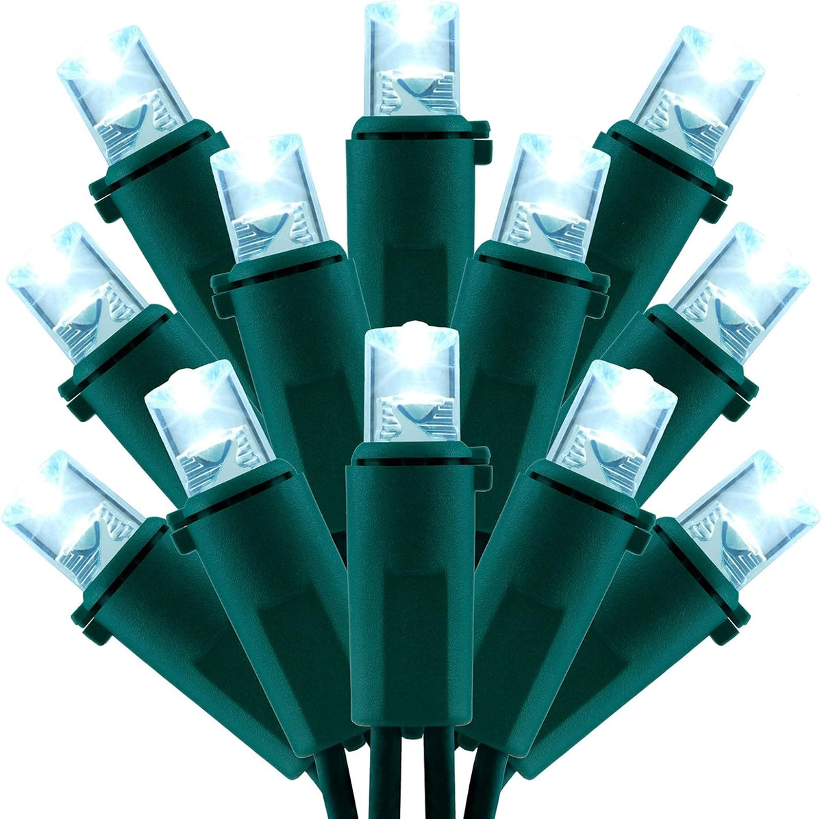 200 Count Cool White Wide Angle LED Christmas Lights, 66 ft Green Wire UL Certified Commercial Grade 5mm Holiday String Light Set (Cool White)