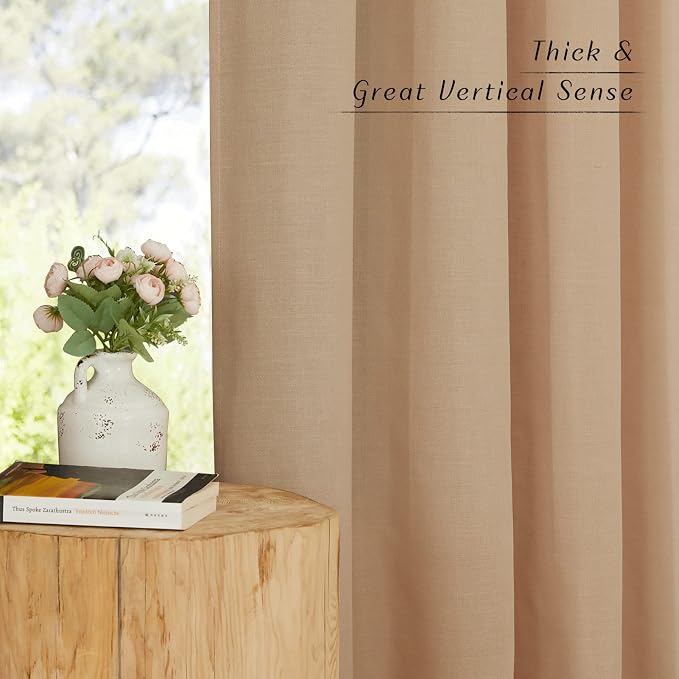 NICETOWN Living Room Linen Curtains Thick Flax Texture 96 inch Long, Grommet - Image 2
