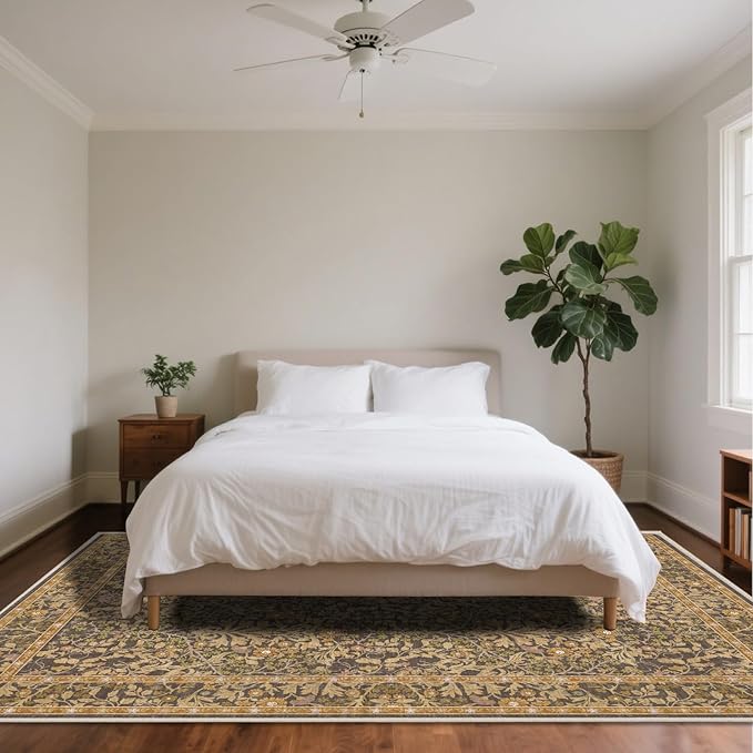 5x7 Washable Area Rugs for Living Room, Stain Resistant Vintage Rugs for Dining - Image 3