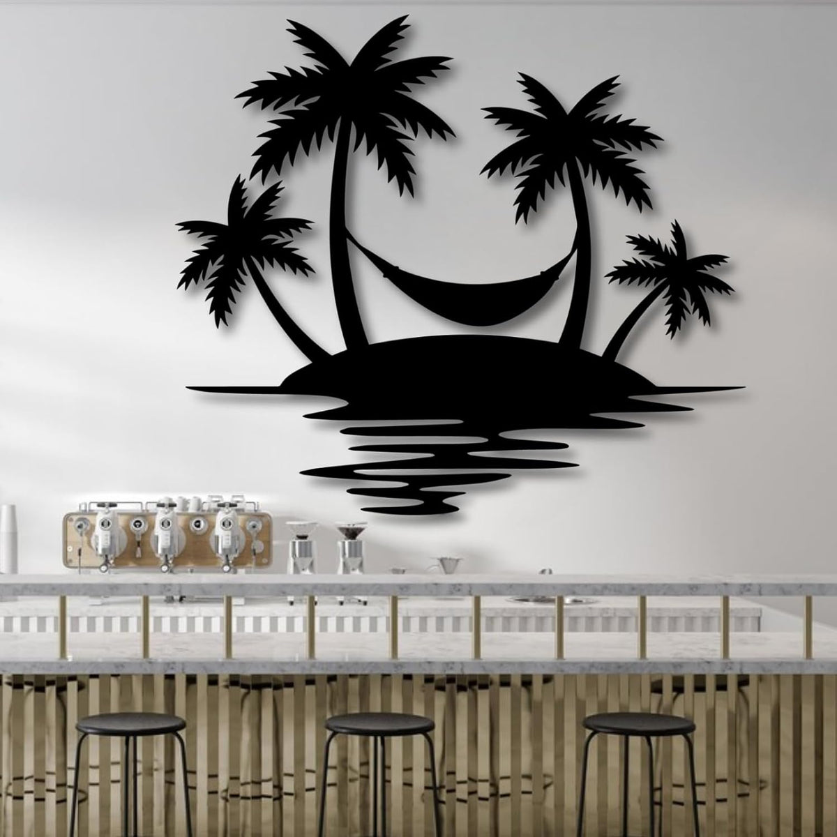 Palm Tree Metal Wall Decor,Palm Tree Outdoor Wall Art,Tropical Palm Tree Wall Decorations for Living Room,Outdoor Wall Decorations for House(24"×21",White)