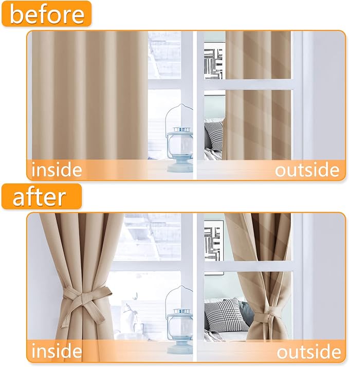 Blackout Curtains for Bedroom, 38 x 84 Inches Long, 2 Panels | Thermal - Image 4