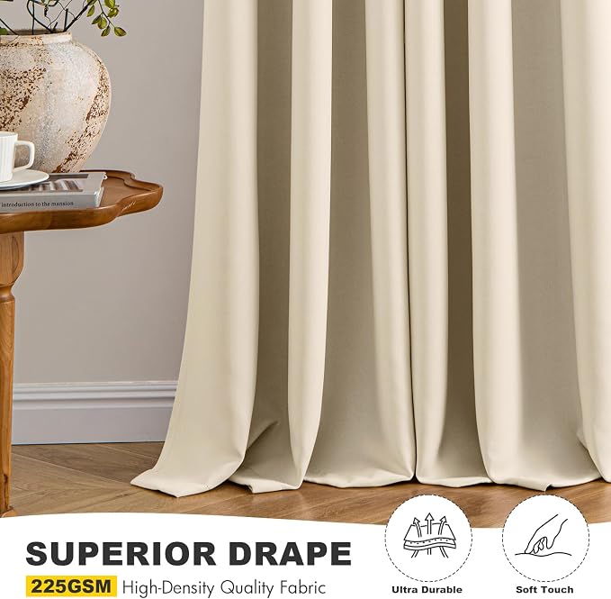 MIULEE Blackout Curtains for Bedroom 2 Panels 40 x 63 Inch Long Cream Beige | - Image 5