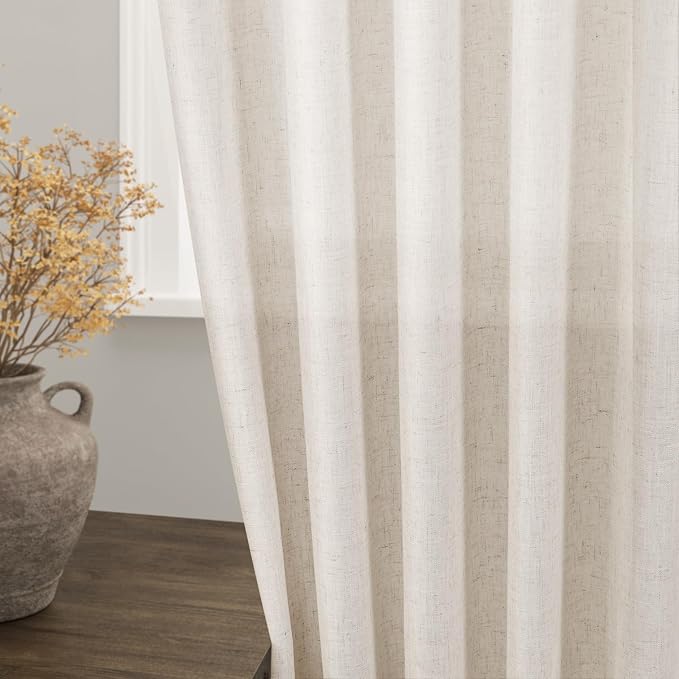 Beige Flax Linen Curtains 84 inches Long - Image 2