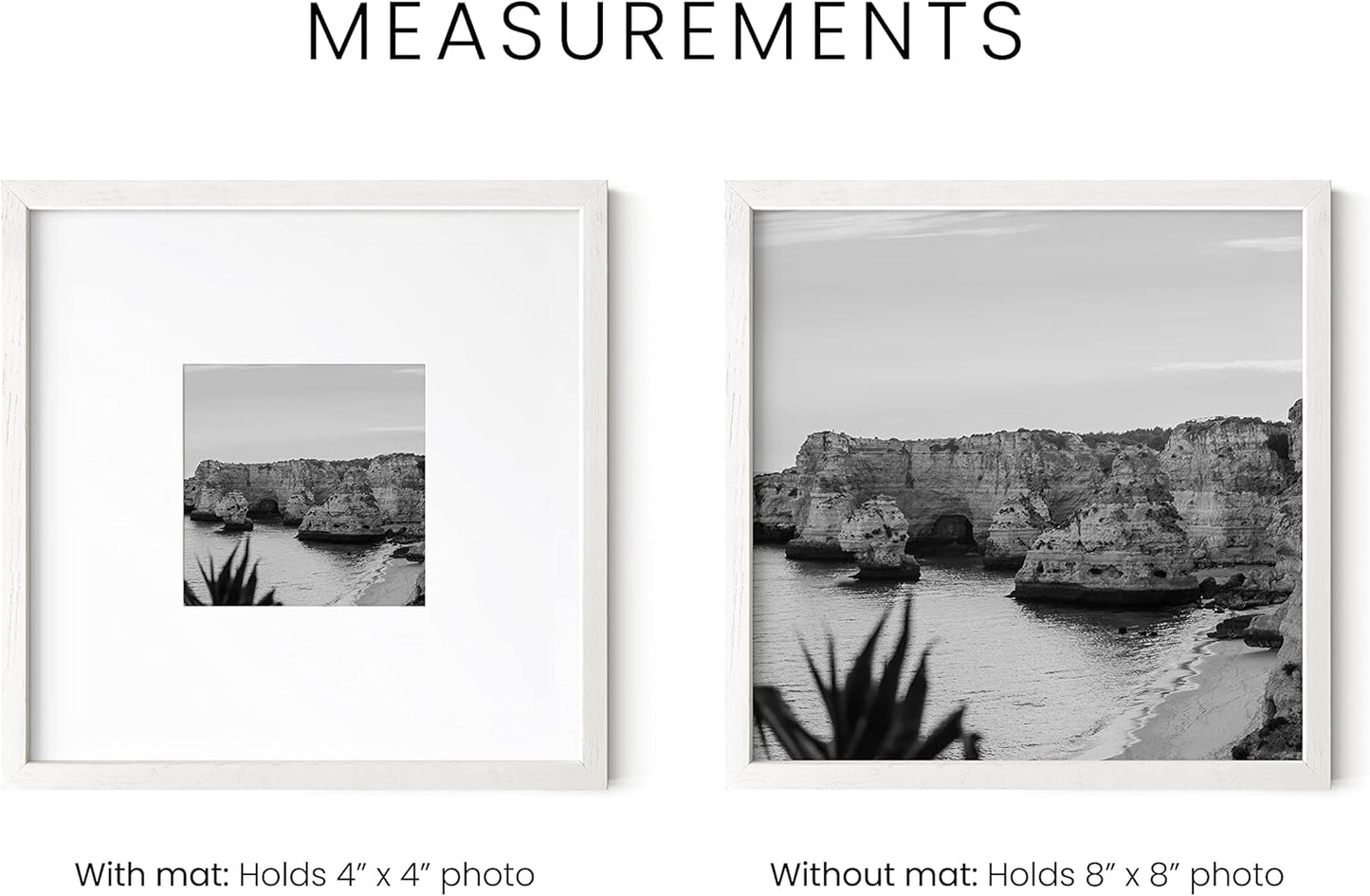 HAUS AND HUES 8x8 Square Picture Frames Set of 15 - Oak Wood Gallery Wall Frames, White