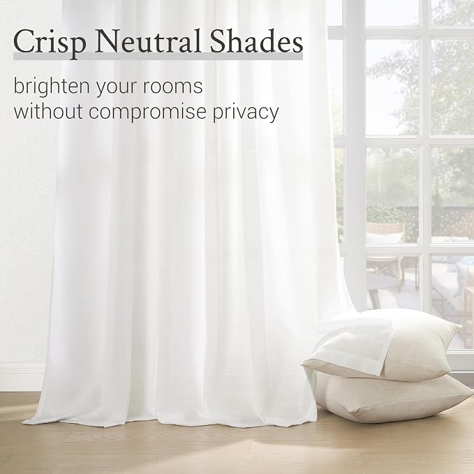 Pinch Pleated Sheer Curtains 120 Inches Long, Light Filtering Semi Sheer White - Image 6