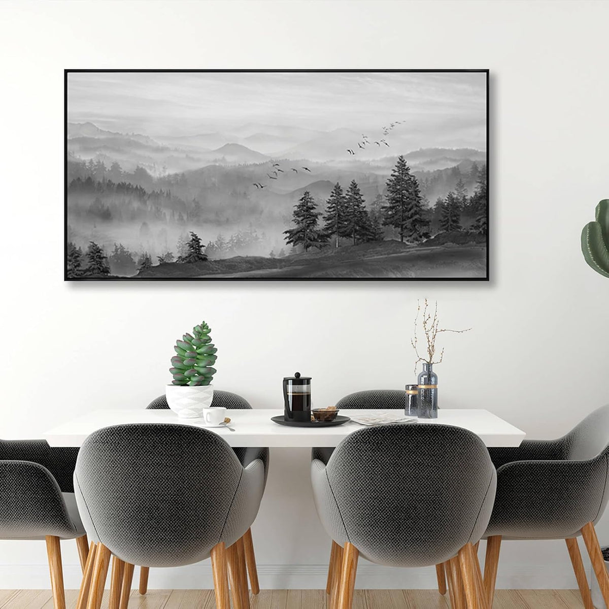 Canvas Wall Art Forest Wall Art Tree and Bird Pictures Framed Artwork for Living Room Bedroom Kitchen Office Wall Decor 24x48 Inch