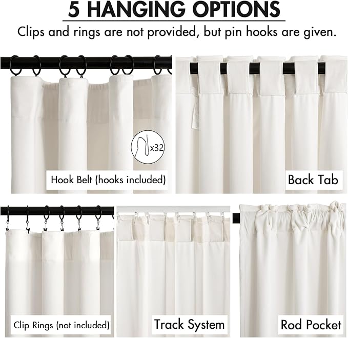 MIULEE Velvet Curtains 50W x 94L 2 Panels Ivory Blackout Curtains | Luxury - Image 2
