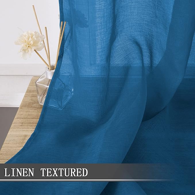 Tollpiz Sheer Curtains Linen Textured Bedroom Curtain Sheers Light Filtering - Image 2