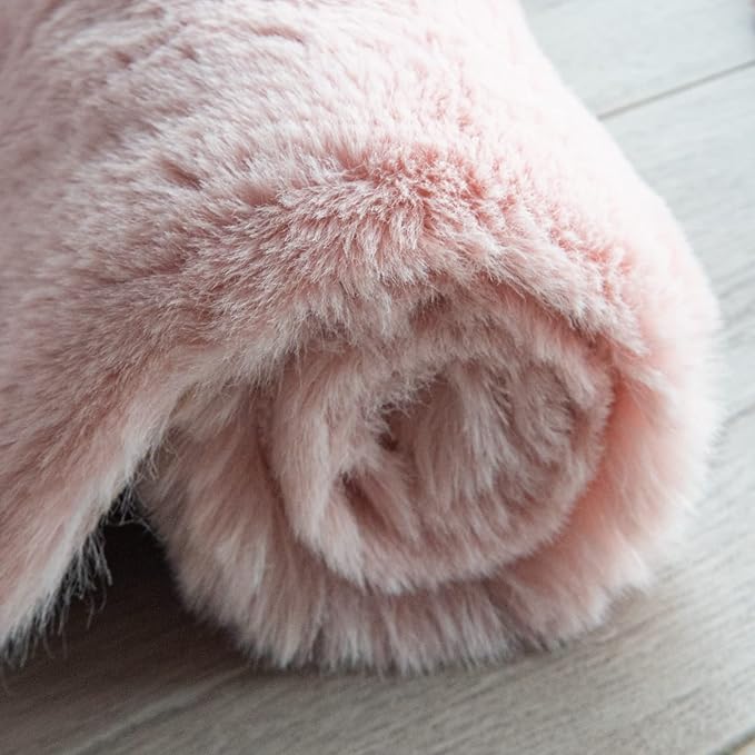 ORINOVA Pink Fluffy Washable Faux Rabbit Fuzzy Fur Area Rugs - Image 7