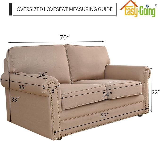 Easy-Going Stretch Oversized Loveseat Couch Covers Washable Coffee | 1-Piece - Image 5