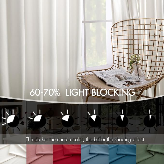 MIULEE Velvet Curtains 50W x 90L 2 Panels Ivory Blackout Curtains | Luxury - Image 4