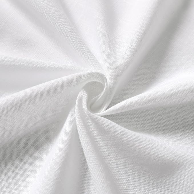 White Linen Back Tab Rod Pocket Curtains 52 Inch Length - Image 7