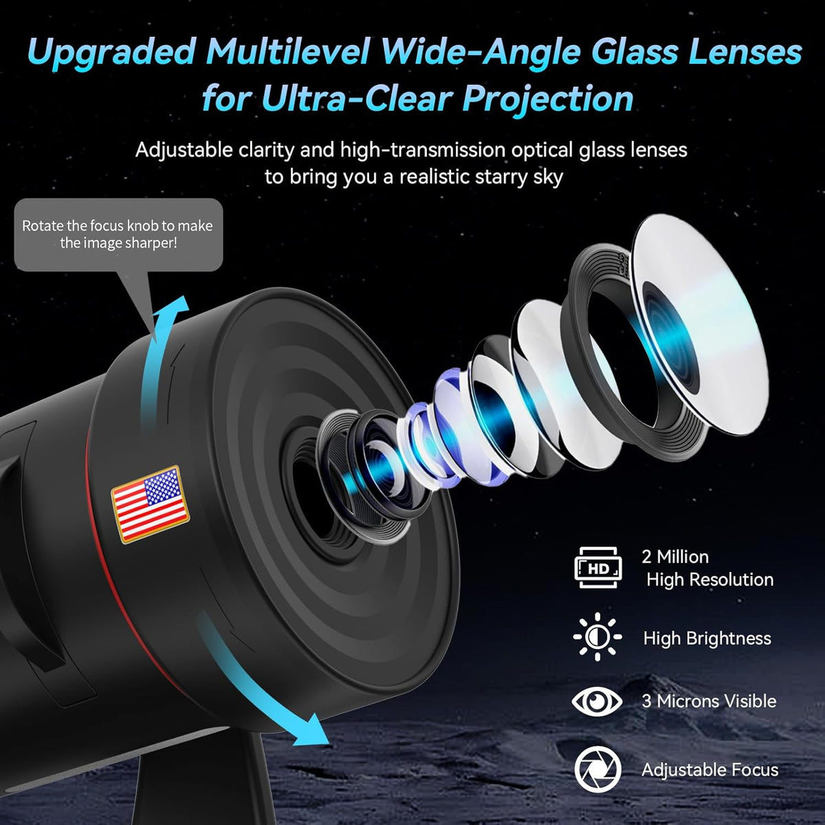 [2025 Upgraded] Galaxy Projector, HD Brighter Wider Projection Planetarium Star Projector with 7-Color Night Light Realistic Starry Sky Space Solar System Moon Nebula for Bedroom Ceiling Room Decor
