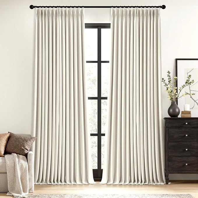 MIULEE Natural Pinch Pleated 100% Blackout Linen Curtains 40x98 Inches | Room by MIULEE