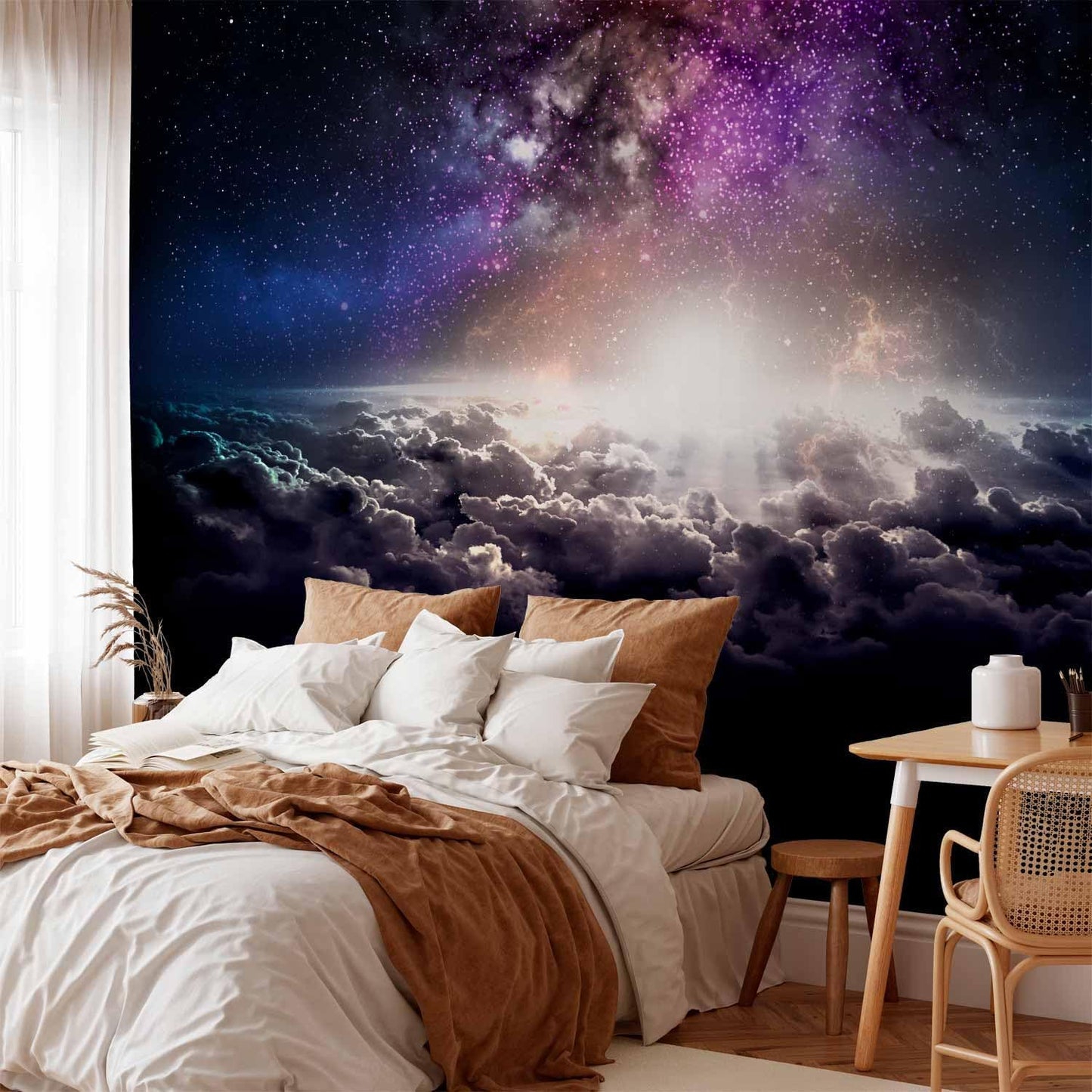 artgeist Premium Wall Mural Galaxy 138x101 in - Non-Woven Wallpaper Fleece Wall Decor Photo Print Picture Image Design Home Mural Cosmos Sky Star Cloud Purple i-A-10009-a-a
