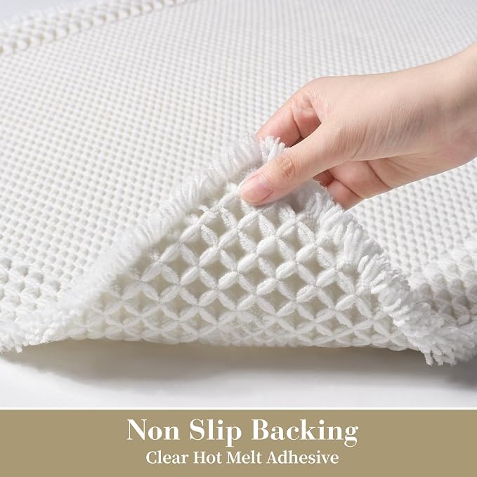 RESARE Waffle Bath Mat for Bathroom, Non Slip Bathroom Rugs 17"x24" White | - Image 4