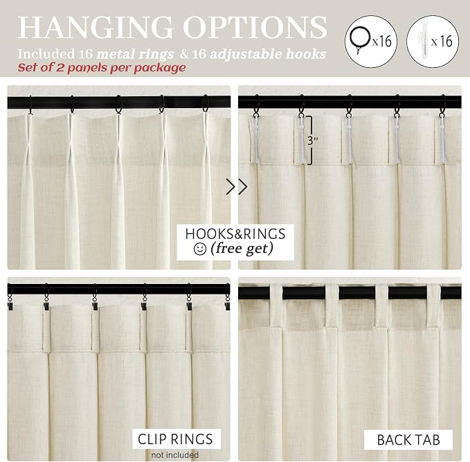 PleatedDrapes Light Filtering Natural Linen Sheer Curtains 104 Inches Long - Image 7