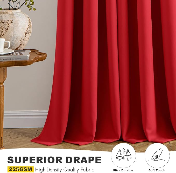 MIULEE Blackout Curtains for Bedroom 2 Panels 40x72 Inch Long Christmas Red | - Image 5