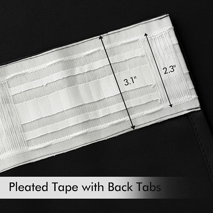 MIULEE Black Back Tab Blackout Curtains 52x72 Inches Long 2 Panels Set | Rod - Image 4