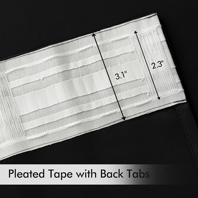 MIULEE Black Back Tab Blackout Curtains 52x132 Inch Length 2 Panels Set | Rod - Image 4
