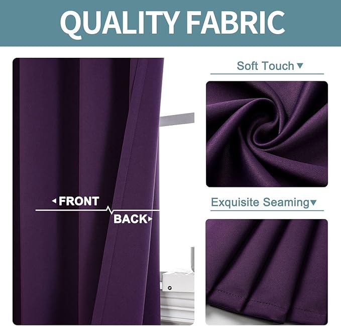 ChrisDowa Blackout Curtains for Bedroom and Living Room 80 Inches Long | 2 - Image 3