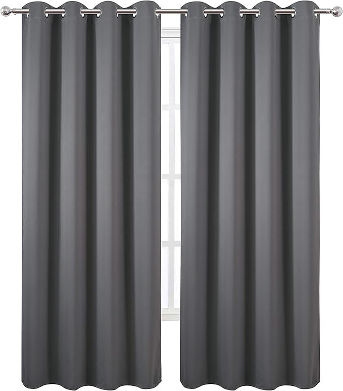 Grey Blackout Curtains/52 x 84 Inch/Set of 2 Panels Thermal Insulated Room - Image 2