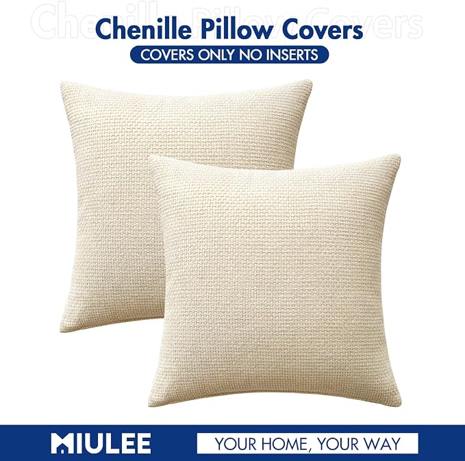 MIULEE Decorative Couch Throw Pillow Covers 20x20 Inch Neutral Cream 2 Pack | - Image 7
