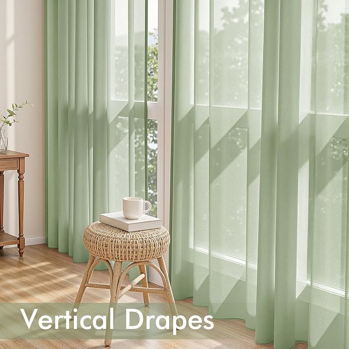 MIULEE Sage Green Sheer Curtains 84 Inches Long 4 Panels 42 x 84 Inches | Light - Image 5
