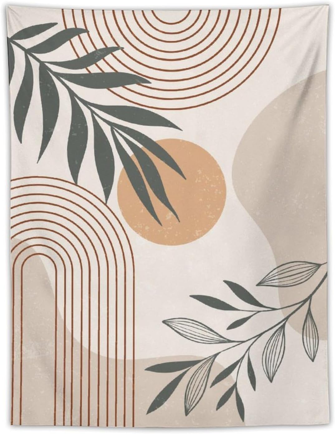 Abstract Boho Tapestry, Mid Century Tropical Tree Leaves Modern Geometric Arch Bohemian Botanical Tapestry, Home Aesthetic Wall Hanging Art Decor for Living Room Bedroom Dormitory 40x60 Inch