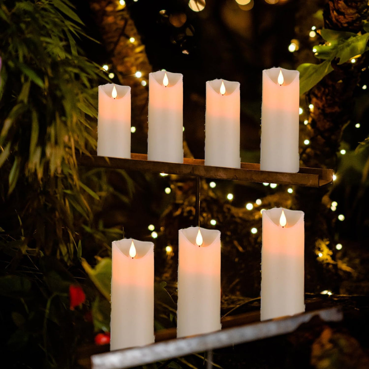 Flameless Battery Operated LED Candles 3D Wick with10key Button Remote Control 24-Hour Timer Set of 5 Electric Flickering Pillar Real Wax，Wedding, Party, Home Decoration