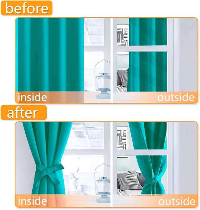 Blackout Curtains for Bedroom, Peacock Teal, 52 x 84 Inch, 2 Panels | Thermal - Image 4