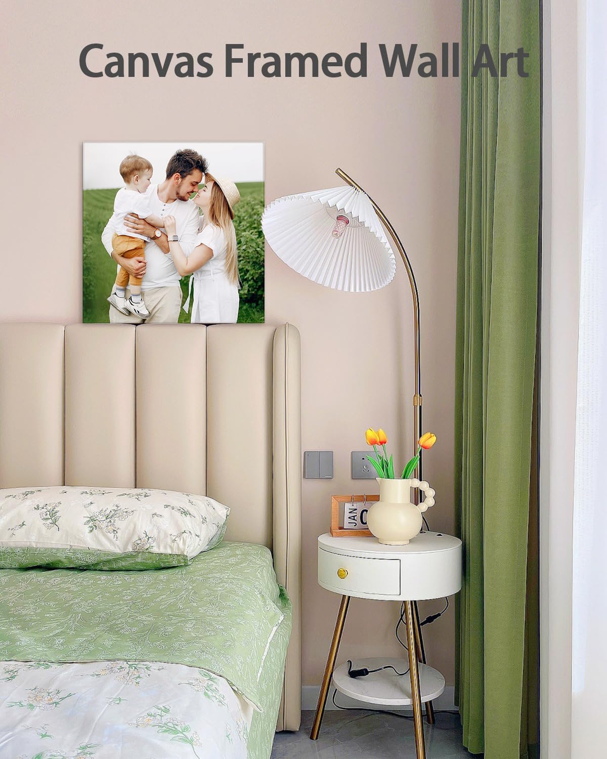 Personalized Custom Canvas Wall Art, Custom Canvas Prints with Your Photos for Living Room, Bedroom, Wedding Pet Baby Family Photo Framed Wall Art, Customized Photo Gift for Family，Friend，Lover，Pet