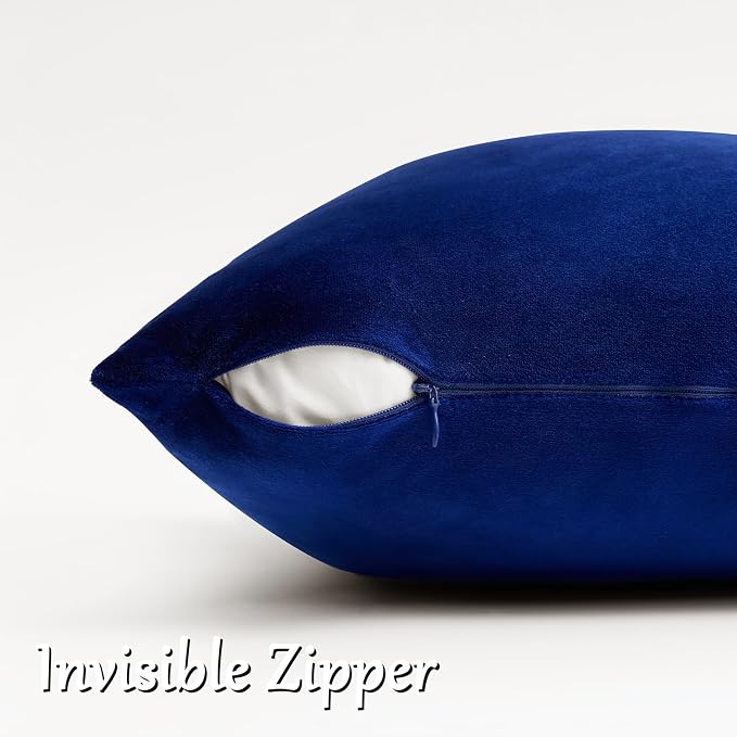 GIGIZAZA Royal Blue Velvet Throw Pillow Covers 16x16 Pack of 2 | Decorative - Image 4