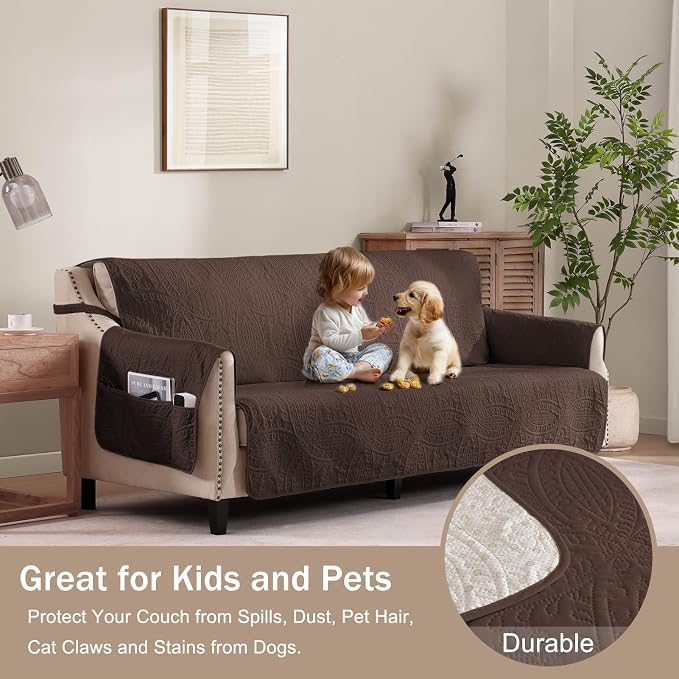 Large Brown Recliner Chair Covers, Quilted Décor Water-Repellent Lazy Boy Chair - Image 8