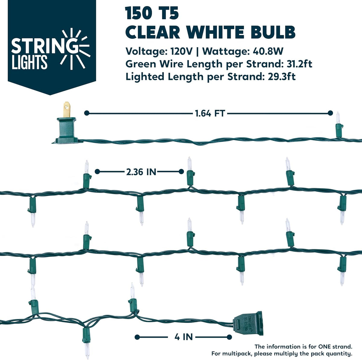 Joiedomi Clear Christmas String Lights Indoor,450(3x150) Mini Warm White Fairy Light,93.6FT Lighting Decor for Patio Dorm Classroom Bedroom Holiday Wedding Party Garland Birthday Festival,Green Wire