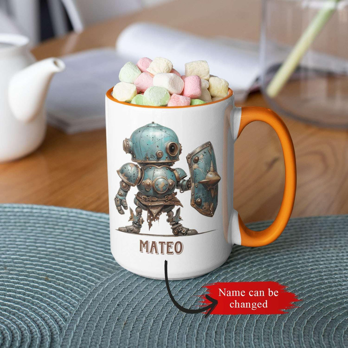 Custom Retro Robot Design Cup, Personalized Steampunk Robot Lover Ceramic Mug 11oz, Customized Coffee Cup With Name, Unique Mug Gift For Steampunk Enthusiast, Robot Cup On Birthday