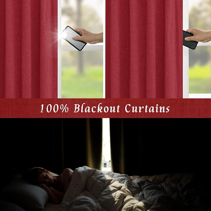 Linen 100% Blackout Window Curtains - Image 3