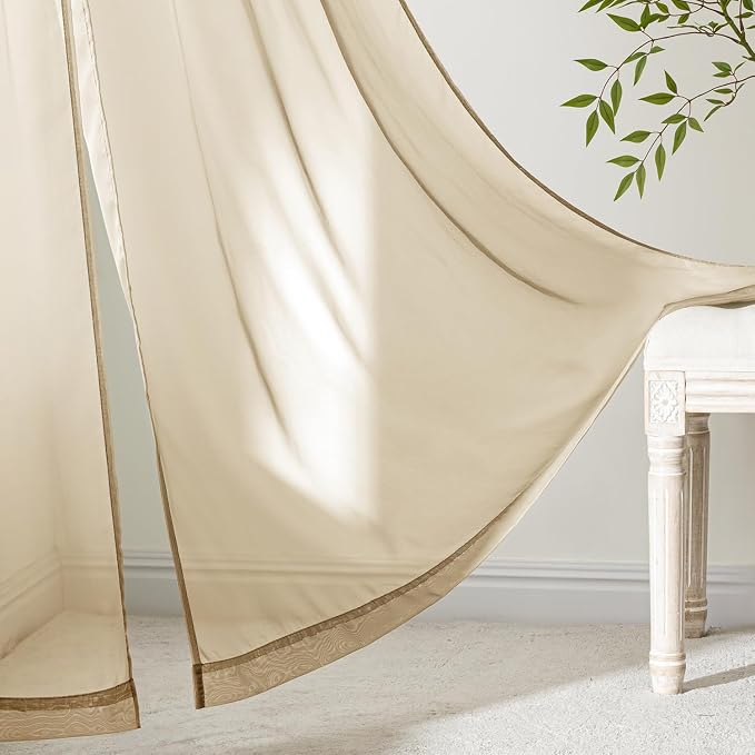 MIULEE Beige Sheer Curtains 84 Inches Long 4 Panels 42 x 84 Inches | Light - Image 6
