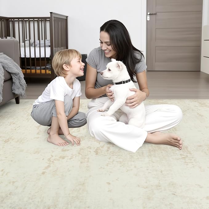 3x14 Washable Runner Rug：Modern Abstract Kitchen Soft Carpet Beige | - Image 10