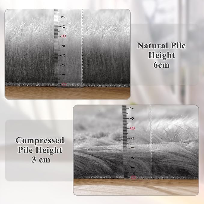 ORINOVA Silver Grey Shag Faux Sheepskin Fuzzy Fur Rugs - Image 4