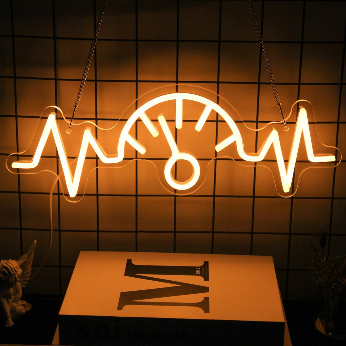 Car Dashboard Neon Sign Garage Neon Signs for Man Cave Automobile Speedometer Neon Light Orange LED Car Neon Lights Signs for Garage Man Cave Auto Repair Shop Game Room Party Decor