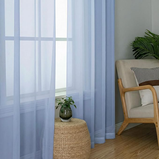 Sheer Curtains 63 Inch Length 2 Panels Set - Image 8