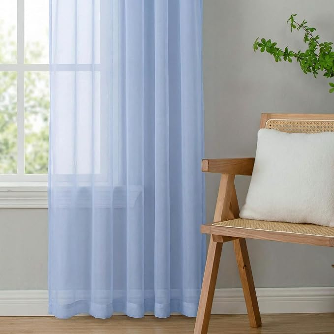 Sheer Curtains 63 Inch Length 2 Panels Set - Image 6