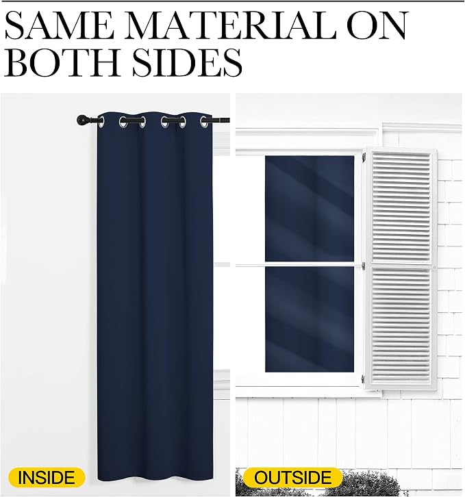NICETOWN Blackout Draperies Curtains, 1 Pair, 34 x 36 inches, All Season - Image 5