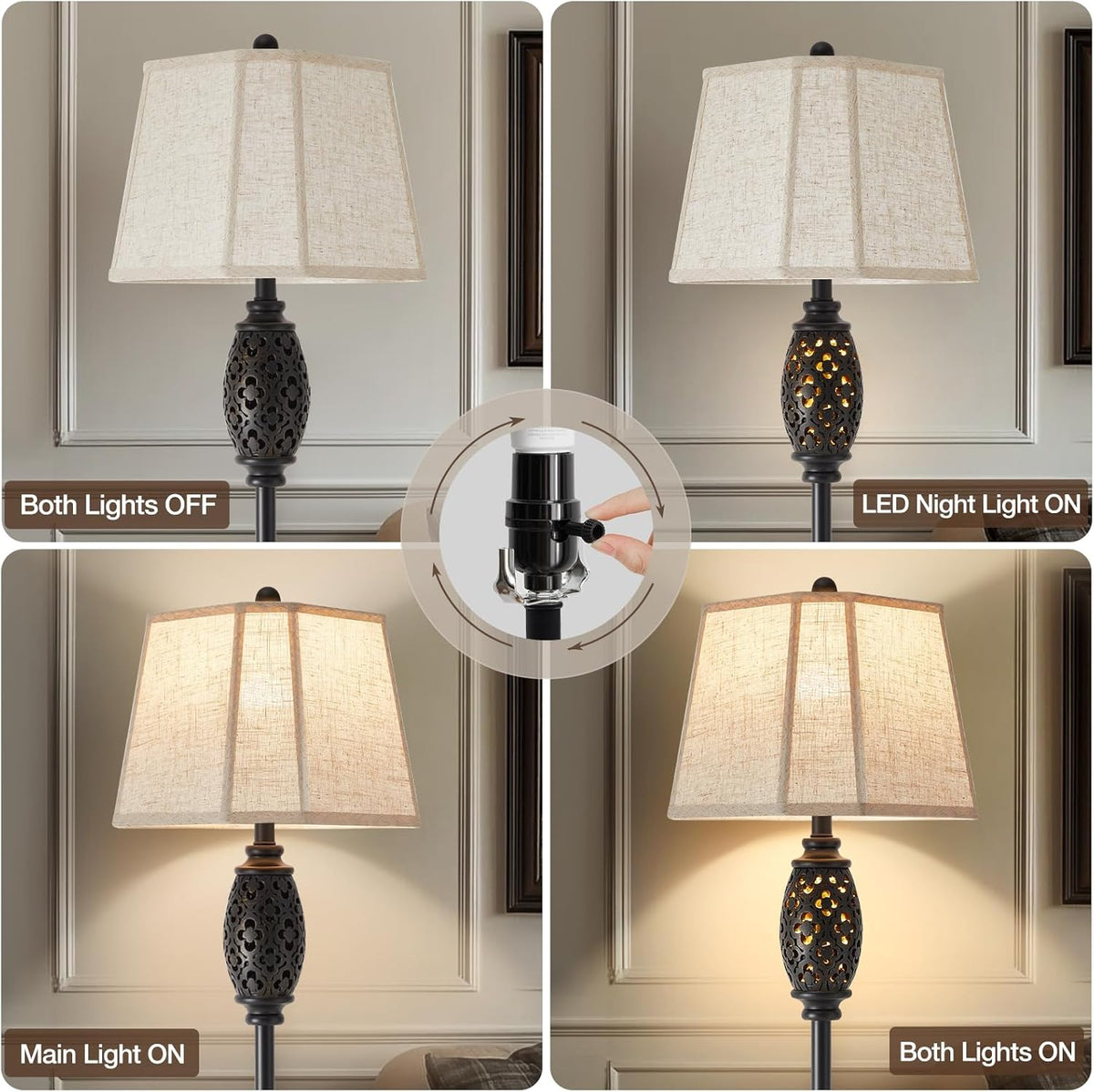 Luvkczc Vintage Floor Lamp with Cutout Design & Glowing Light - Resin Elegant Standing Lamp for Living Room, Bedroom, Office (Includes Bulb)