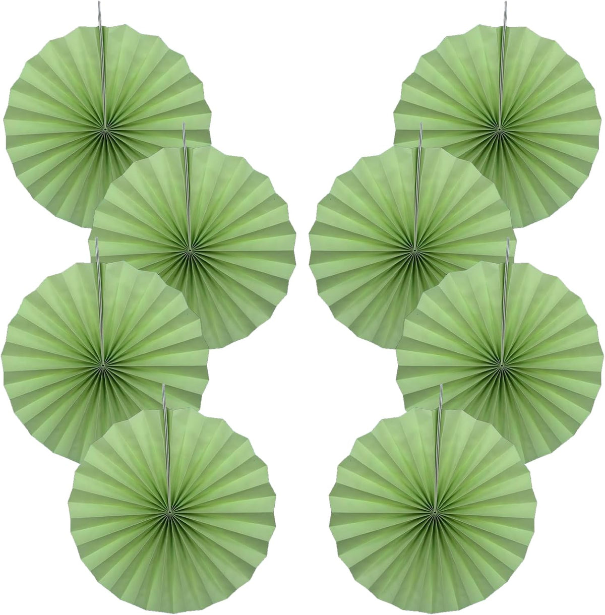 Green Hanging Paper Fans,12in,30 Color,DIY Set,Light Green,Military Theme,Birthday Occasion