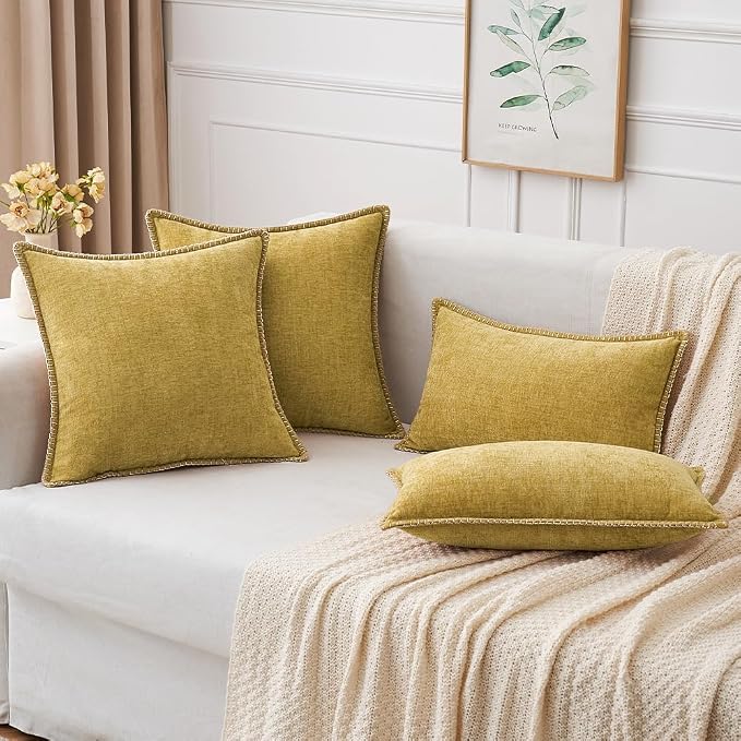 MIULEE Decorative Couch Throw Pillow Covers 16x16 Inch Mustard Yellow | - Image 5
